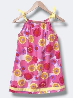 Hanna Andersson Pillowcase Shift Dress Girls 6-7 Pink Floral Cotton Summer